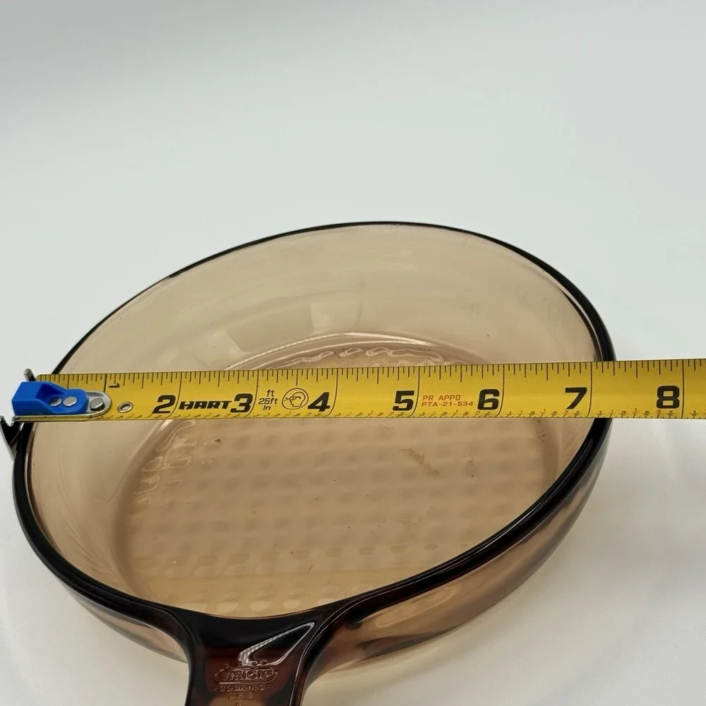 Vintage Corning Visions Amber Glass Skillet Fry Pan 7